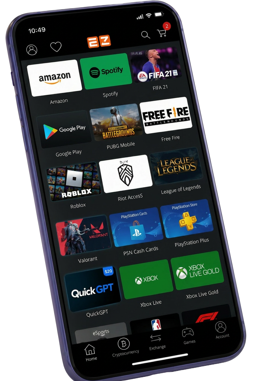 EZ PIN reseller mobile app showing QuickGPT in the catalogue